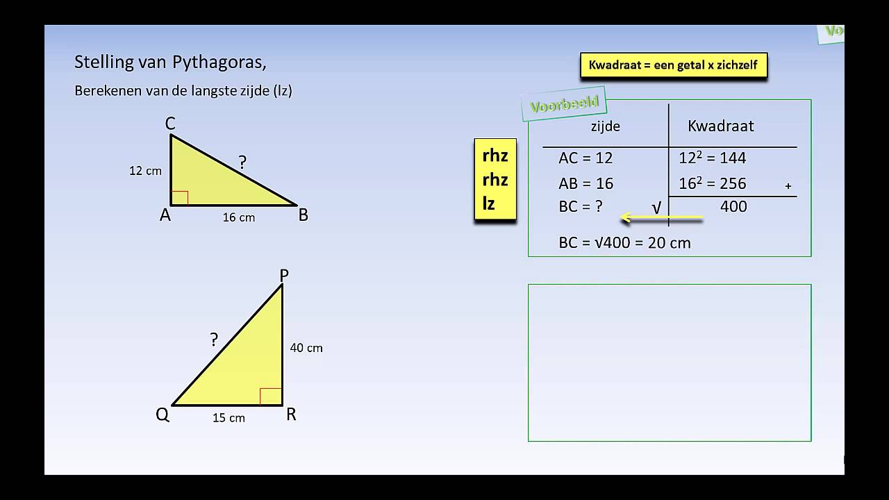 Hoe Bereken Je De Stelling Van Pythagoras