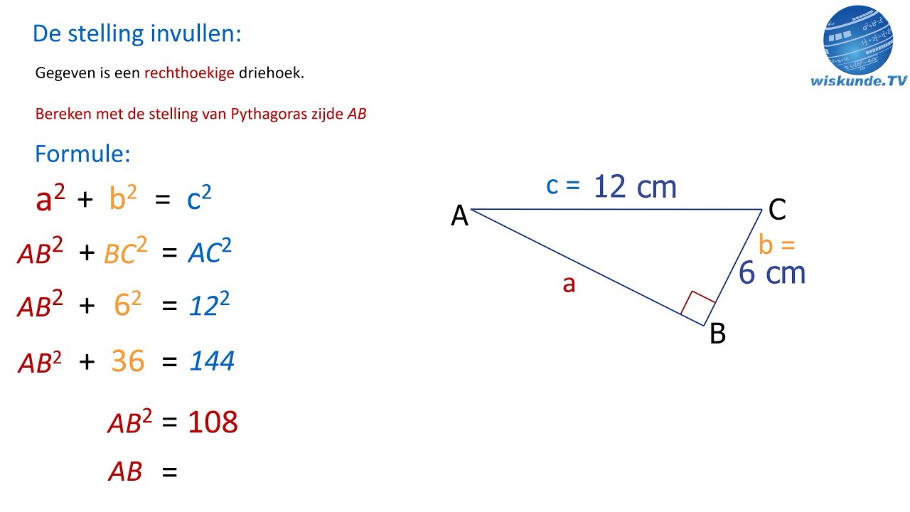 Stelling Van Pythagoras Rechte Zijde Berekenen