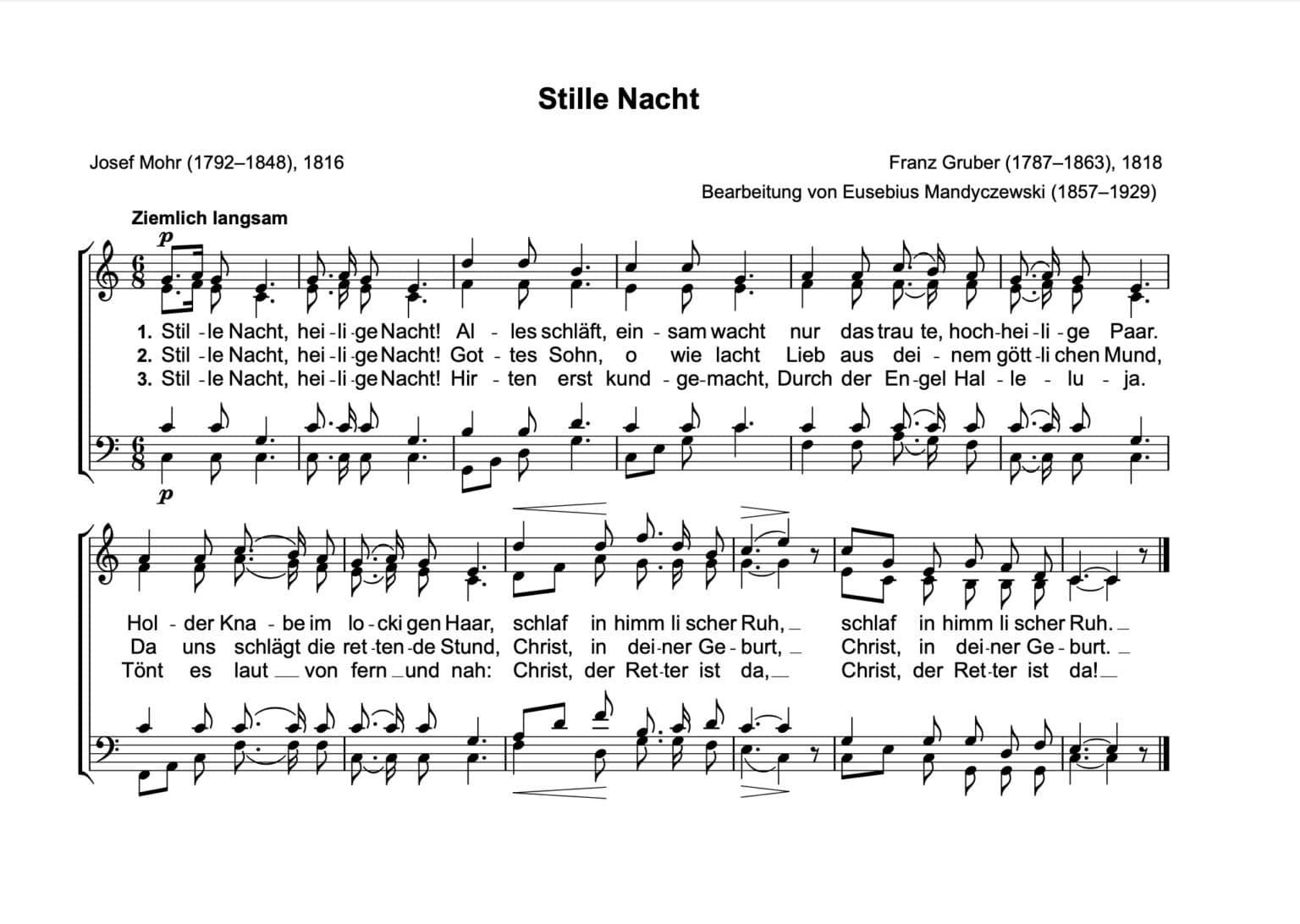„Stille Nacht“: Welthit, aus der Not geboren - Stille Nacht Heilige Nacht Duits