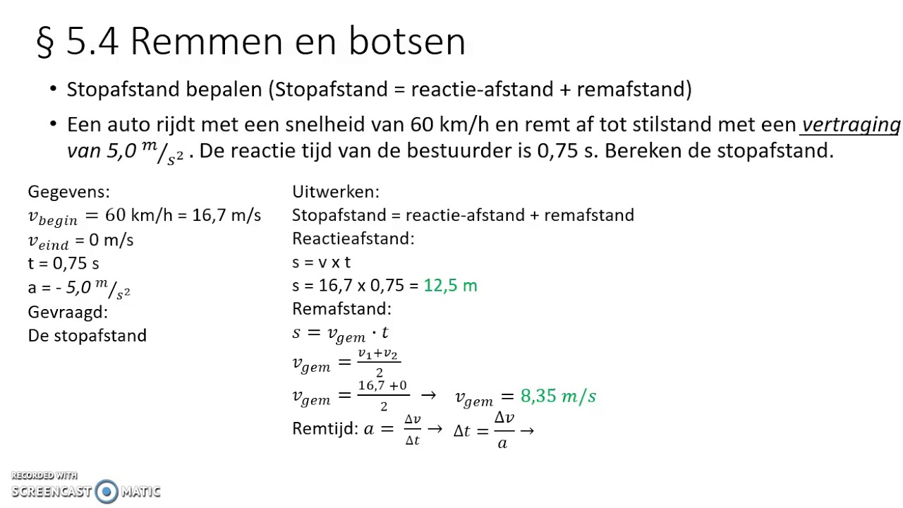 Stopafstand berekenen - YouTube - Hoe Bereken Je De Remafstand