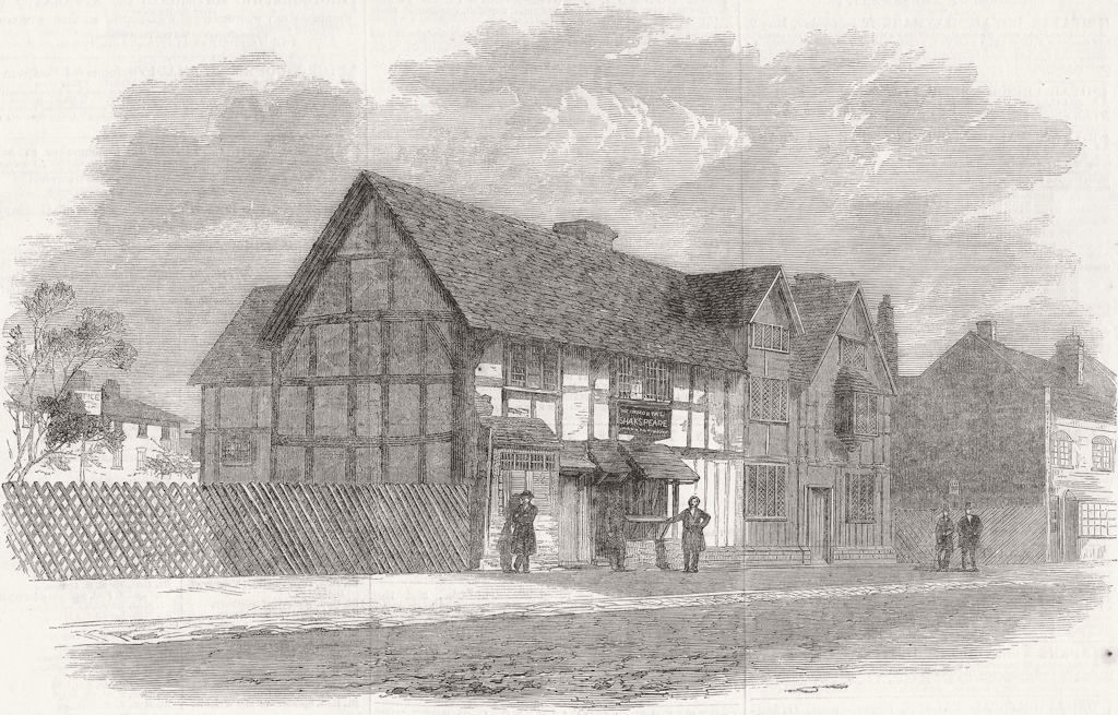 STRATFORD, AVON. Shakespeare's Birthplace, 1859 old antique print picture - Geboorteplaats Van Shakespeare Bij De Avon
