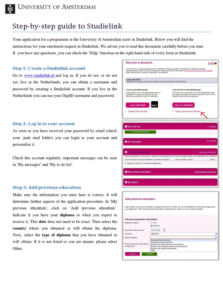 Studielink Step by Step Guide 2017 PDF | PDF | Login | Password - Uitschrijven Studielink Voor 1 September