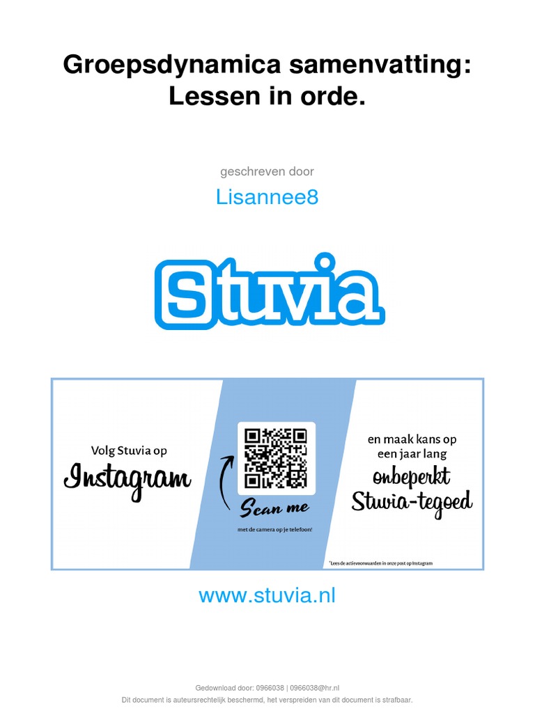 Stuvia 506734 Groepsdynamica Samenvatting Lessen in Orde. | PDF - Lessen In Orde Peter Teitler