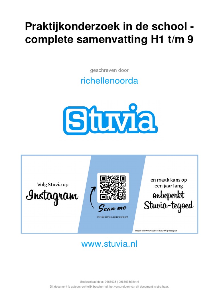 Stuvia 511852 Praktijkonderzoek in de School Complete Samenvatting h1 - Praktijkonderzoek In De School Pdf