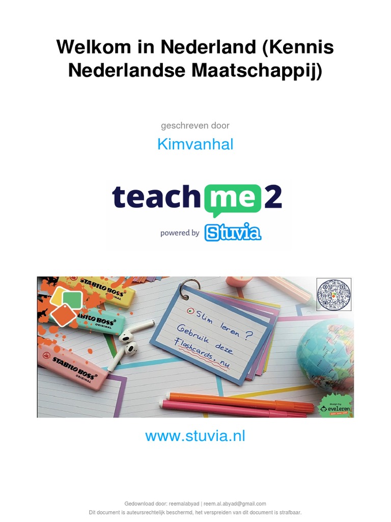 Stuvia 517851 Welkom in Nederland Kennis Nederlandse Maatschappij | PDF - Kennis Van De Nederlandse Maatschappij Pdf