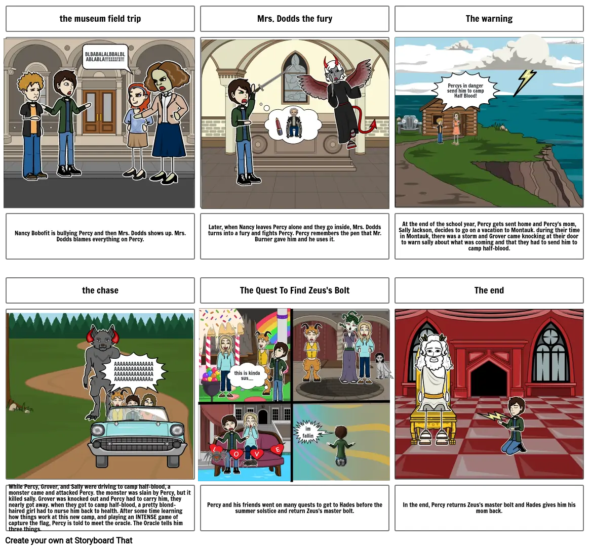 summary Percy jackson Storyboard por justventi- - Percy Jackson Book Series Summary