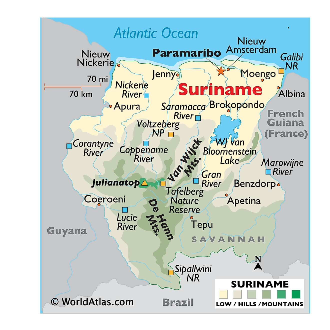 Suriname Maps & Facts - World Atlas - Hoeveel Groter Is Suriname Dan Nederland
