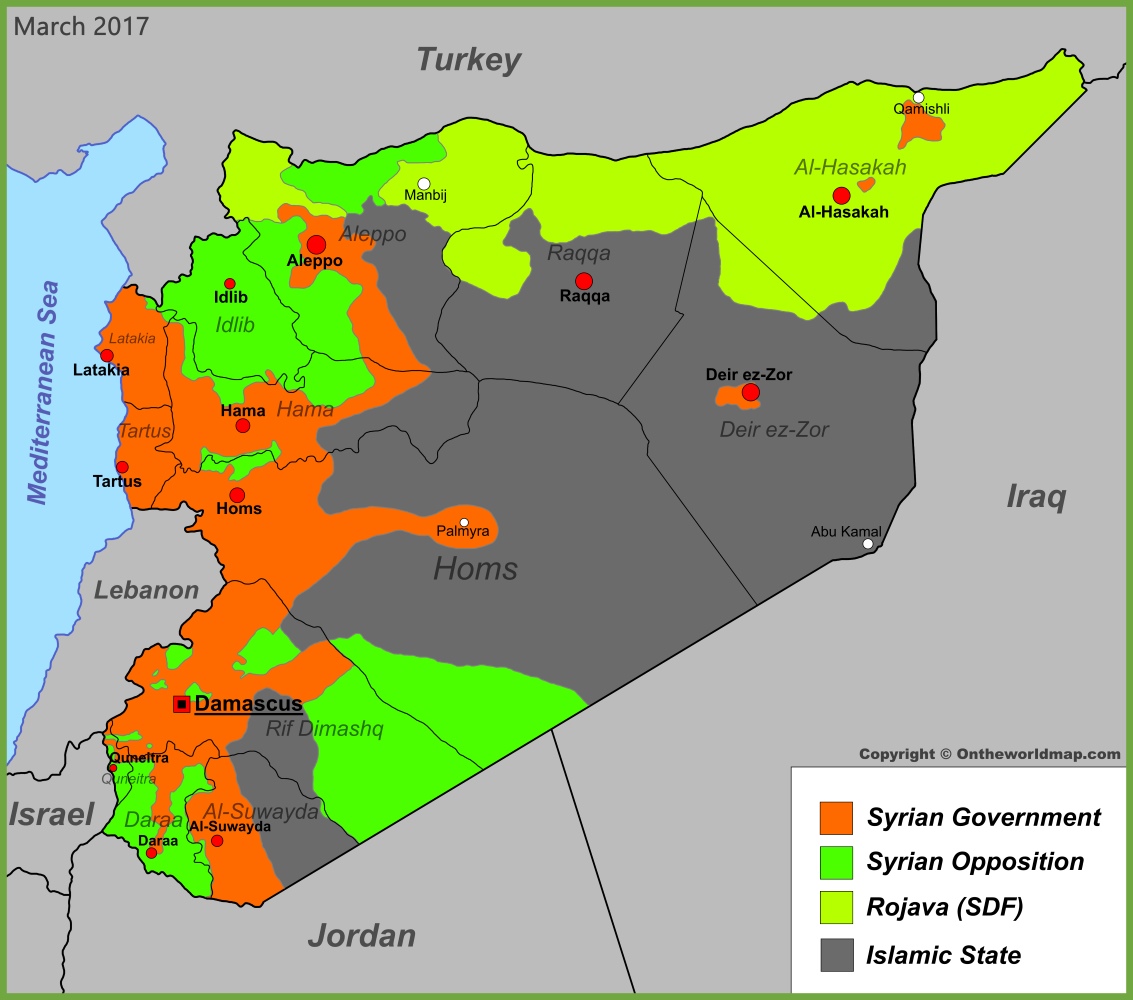Syria war map (March 2017) - Is Er Nog Oorlog In Syrie