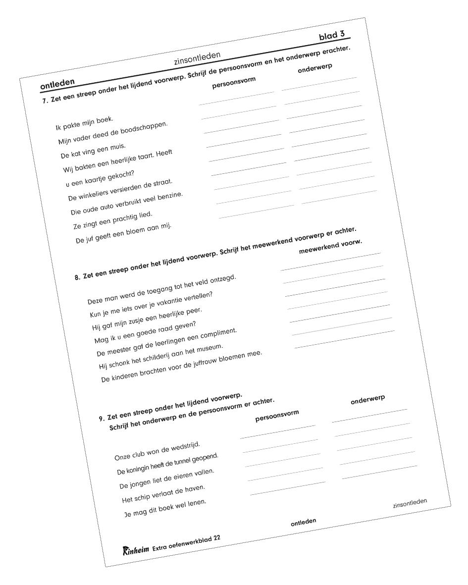 Taal 8 ontleden zinsontleden gezegde persoonsvorm onderwerp lijdend - Lijdend Voorwerp En Meewerkend Voorwerp
