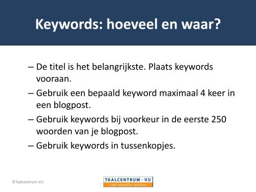 ©Taalcentrum-VU Keywords - Hoe Schrijf Ik Een Artikel