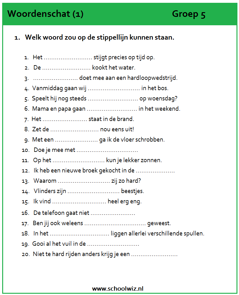 Taaloefeningen groep 5 | Woordenschat, Taal, Lezen - Spelling Oefenen Groep 5 Werkbladen