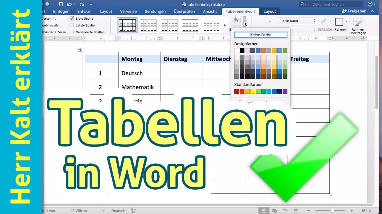 Tabellen in Word – Anleitung/Tutorial - YouTube - Mooie Tabel Maken In Word