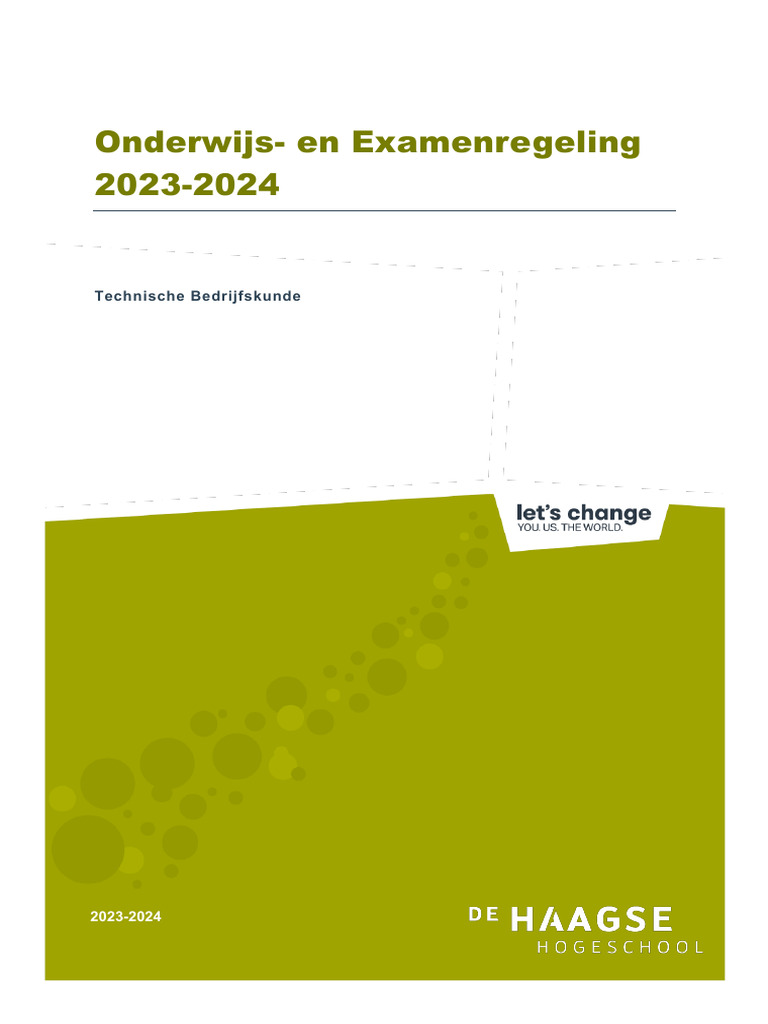 Technische Bedrijfskunde - OER 2023-2024 Definitief | PDF - Verschil Technische Bedrijfskunde En Bedrijfskunde