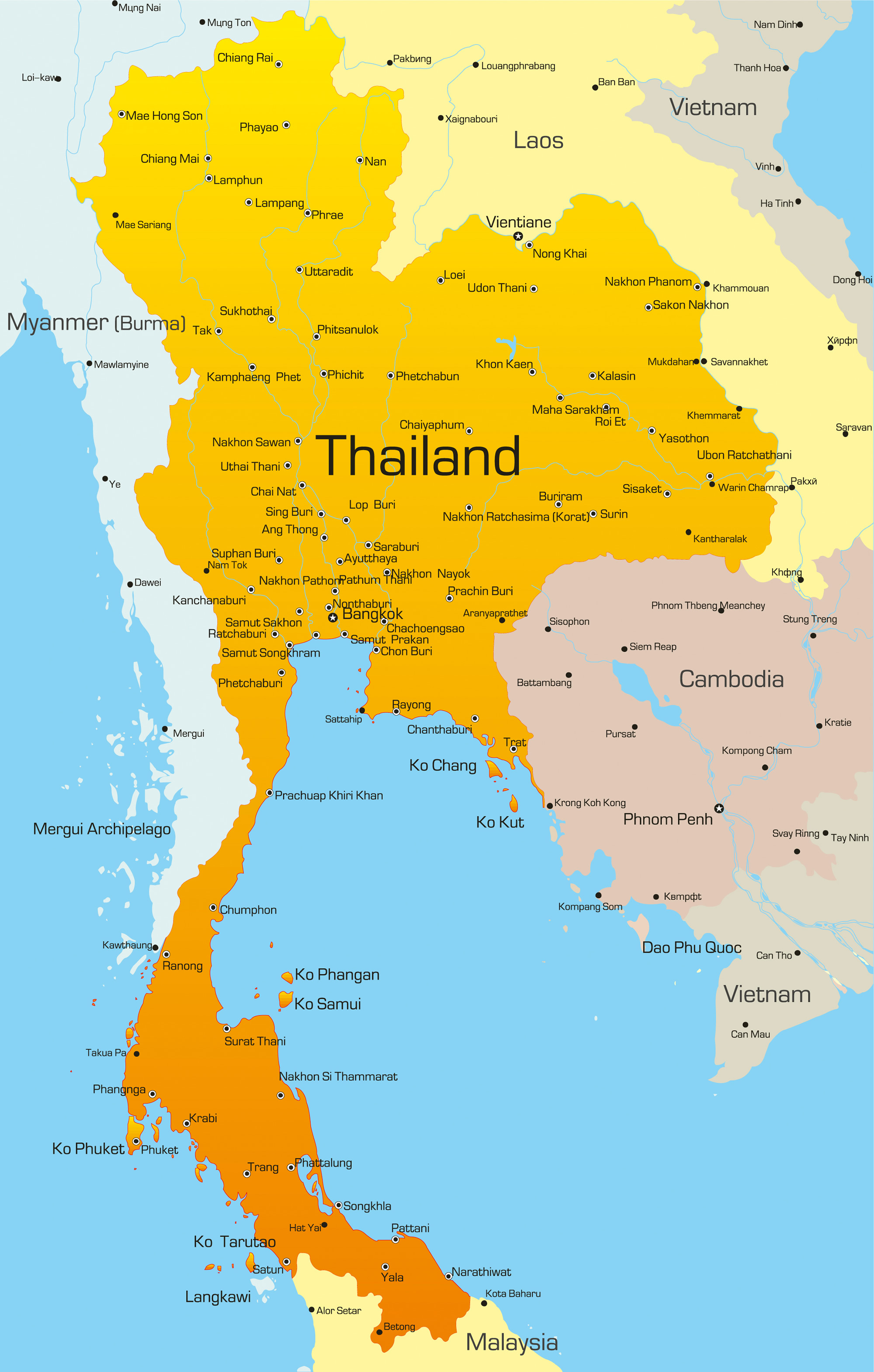 Thailand Map - Guide of the World - Waar Ligt Thailand Op De Wereldkaart