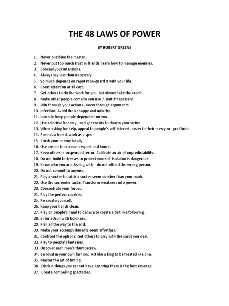 The 48 Laws of Power | PDF - 48 Laws Of Power Summary