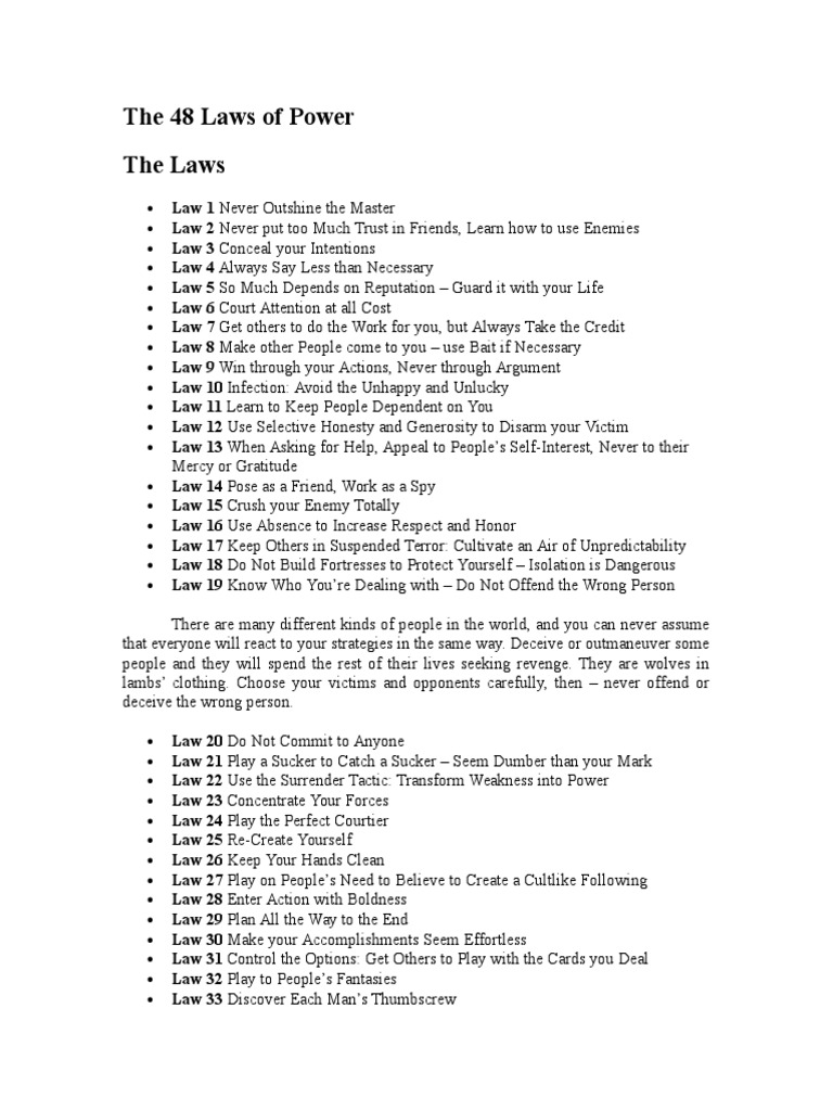 48 Laws Of Power Summary