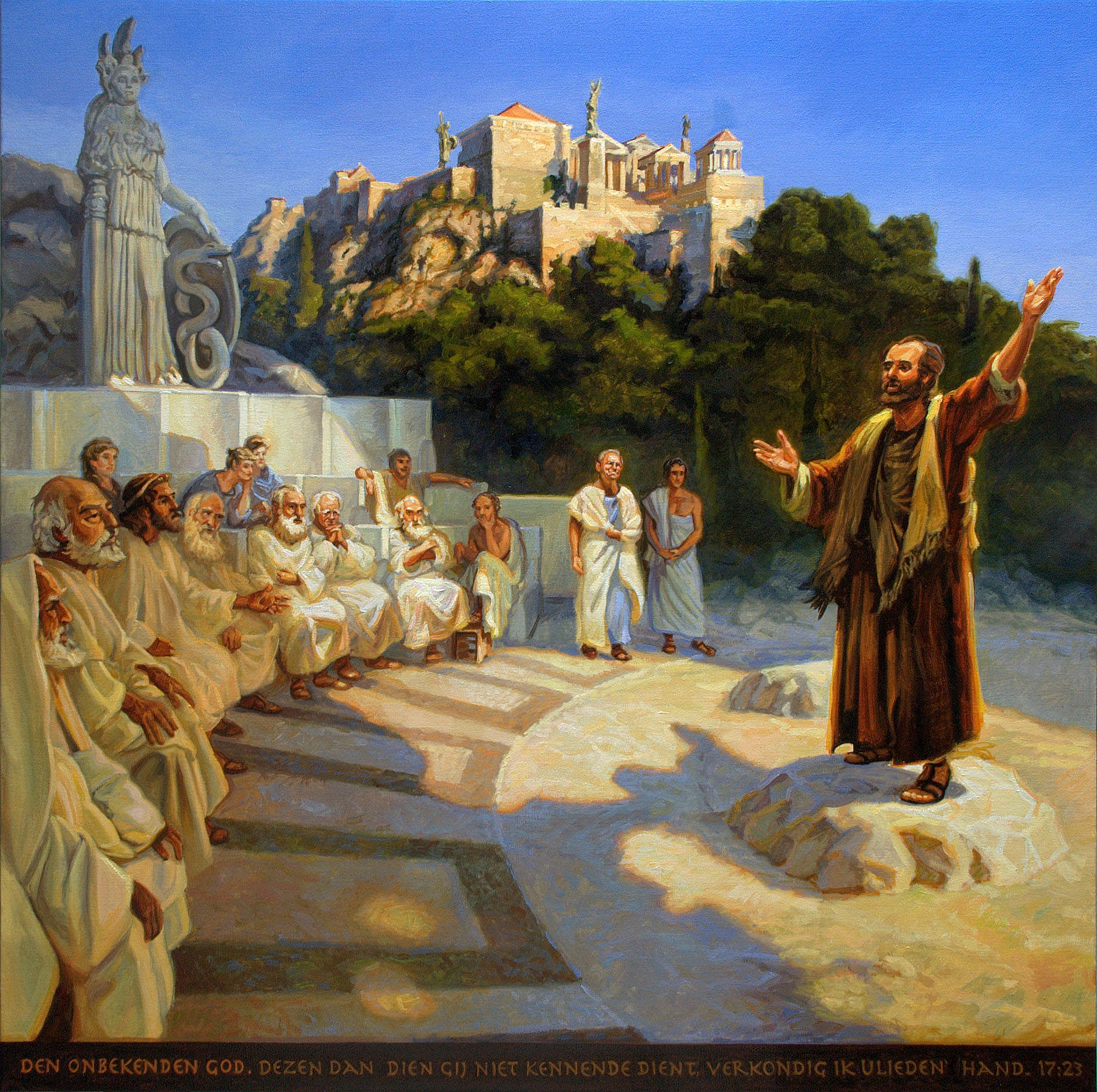 The apostle Paul on the Areopagus - Gospelimages - Paulus En Silas In De Gevangenis