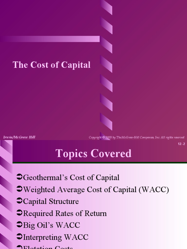 Cost Of Capital Opportunity Cost