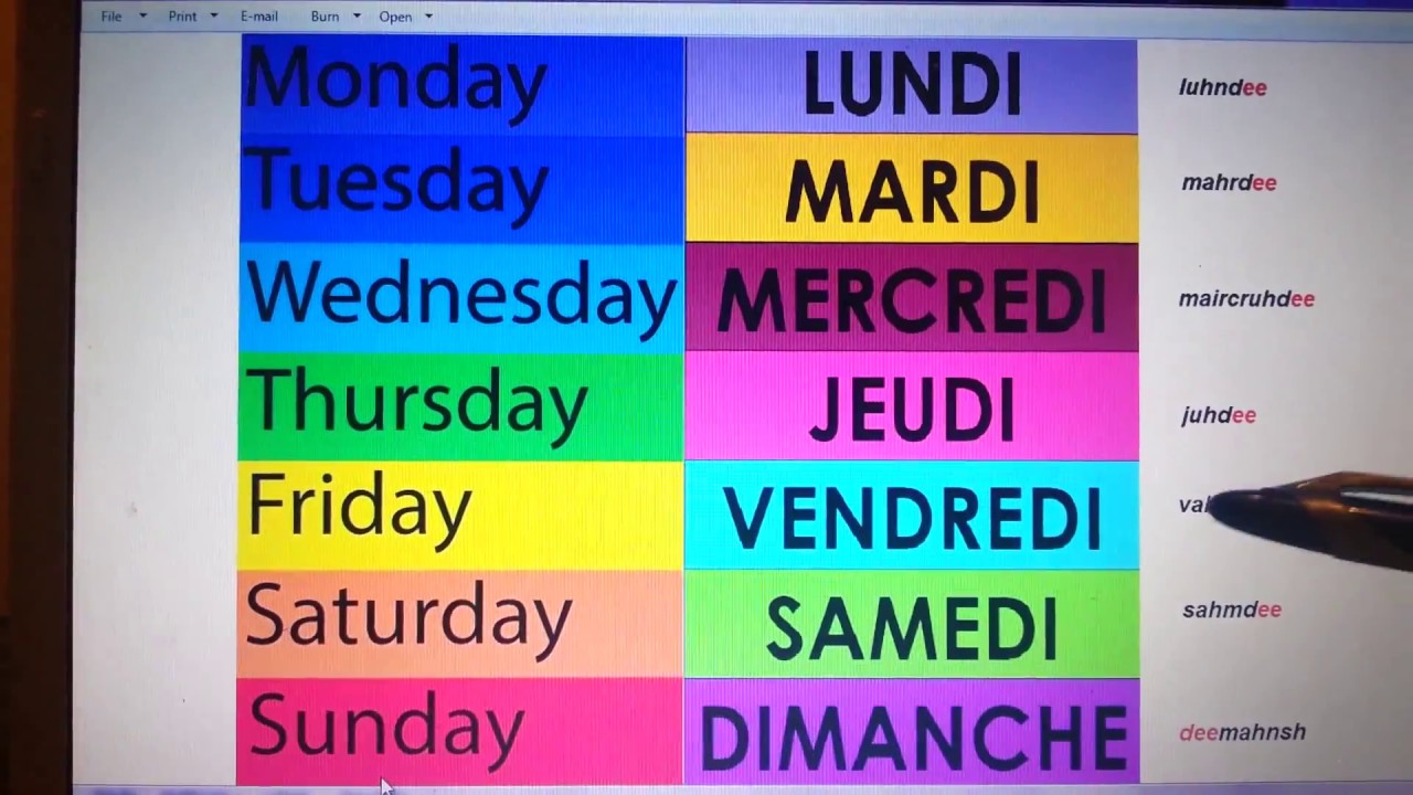 The days of the week in French- la semaine /Học tiếng Pháp: - YouTube - Dagen In De Week Frans