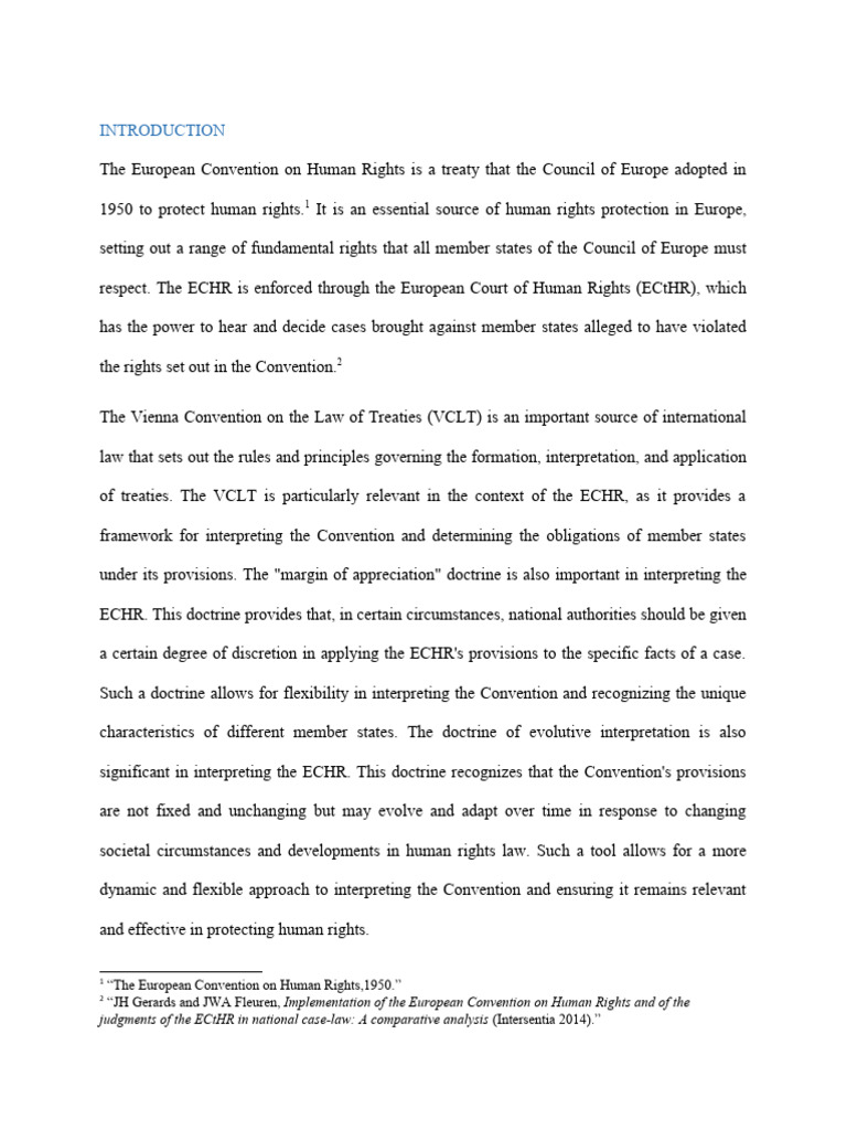 The European Convention On Human Rights | PDF | European Convention On - Article 1 European Convention On Human Rights