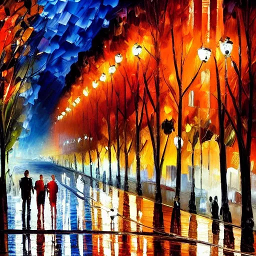 the night of Avenue des Champs-Élysées, by Afremov, | Stable Diffusion - Avenue Des Champs élysées Paris France