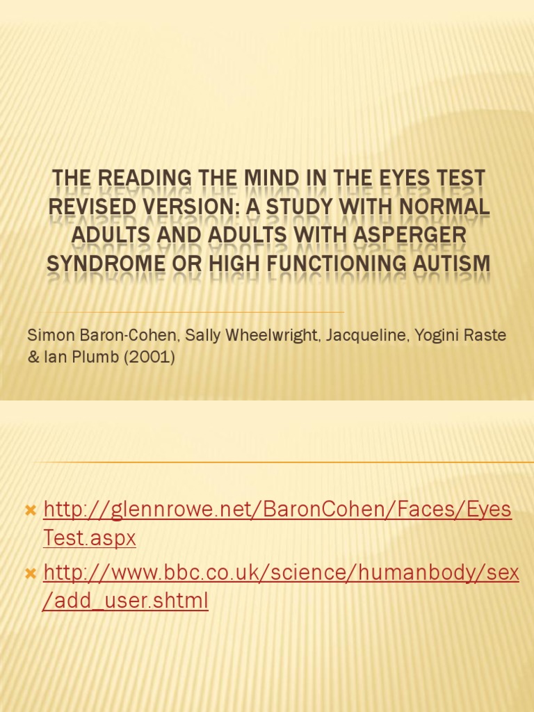 The Reading The Mind in The Eyes Test | PDF | Asperger Syndrome - Reading The Mind In The Eyes Test