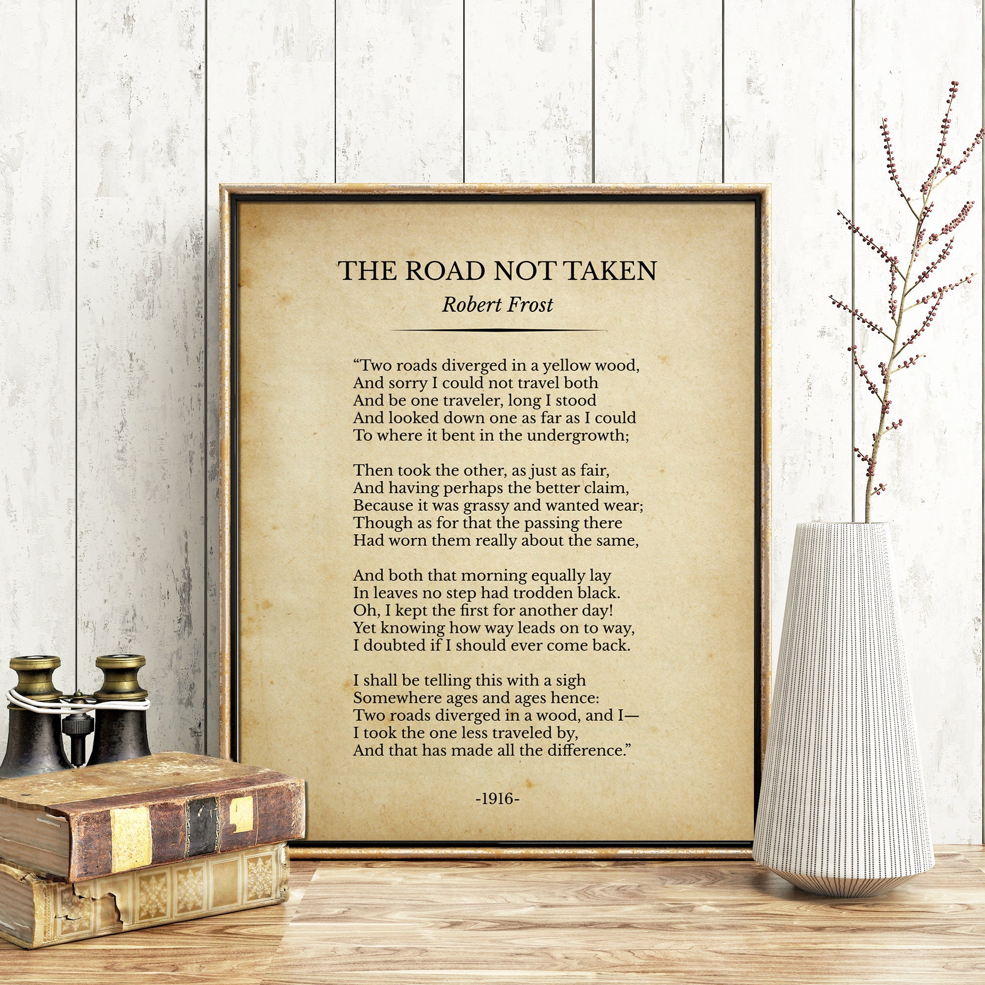 The Road Not Taken Poem Print Decor Robert Frost Inspirational | Etsy - The Road Not Taken Poem