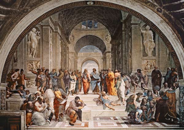 The school of Athens - painting of Raphael (Rafaello Santi) as art - Een Duits Filosoof Die De Stof Beheerst