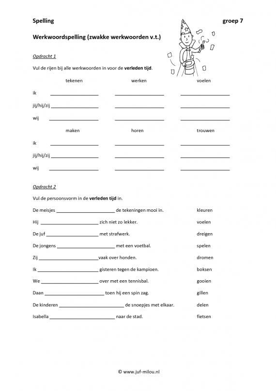 Werkblad Werkwoordspelling Groep 8 Gemengd