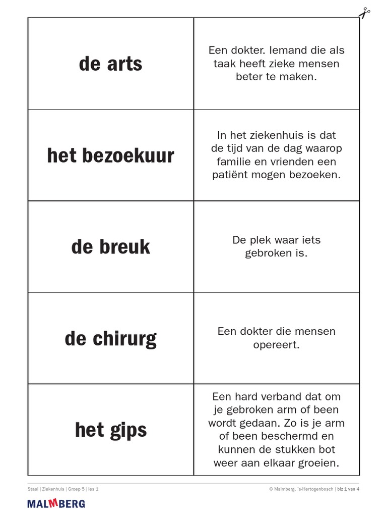 THEMA 1 Staal Woordkaartjes Groep 5 Ziekenhuis | PDF - Staal Taal Groep 5 Thema's