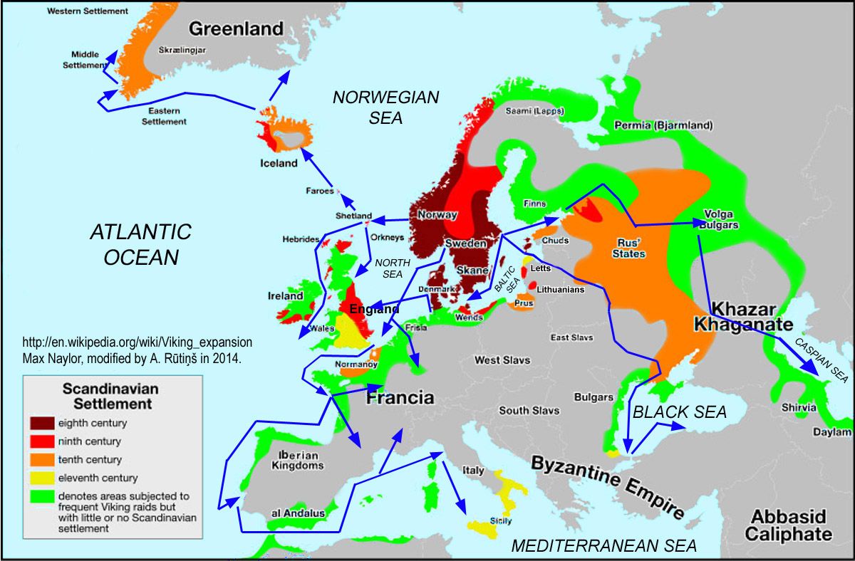 This is a better Viking expansion map. I think this may be the original - Waar Zijn Vikingen Bang Voor