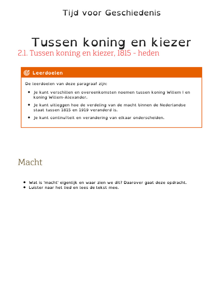 Tijd voor Geschiedenis Tussen koning en kiezer | PDF - Wisselwerking Tussen Koning En Kasteel