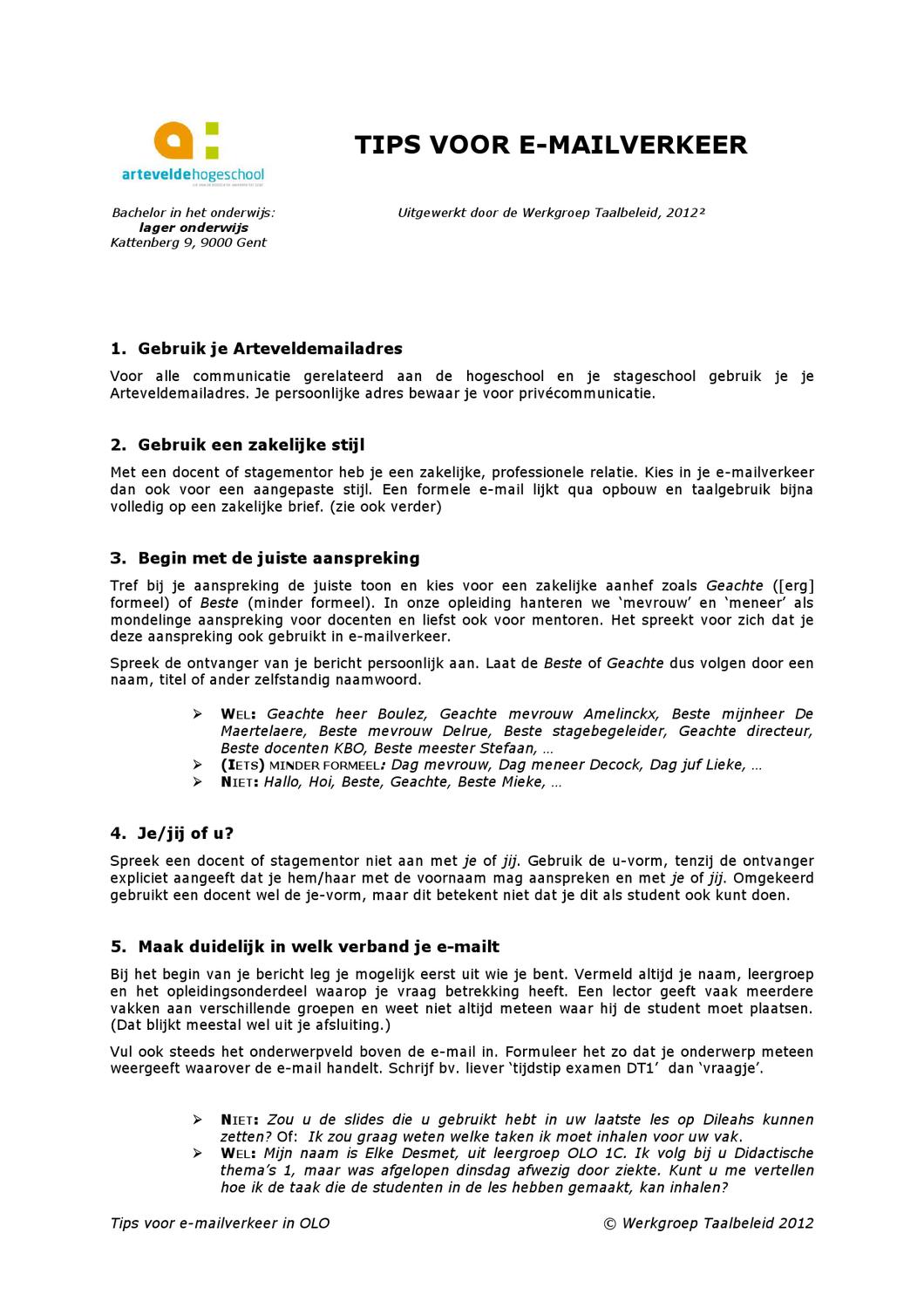 Tips mailverkeer voor studenten by Geert Kraeye - Issuu - Geachte Meneer Of Geachte Heer