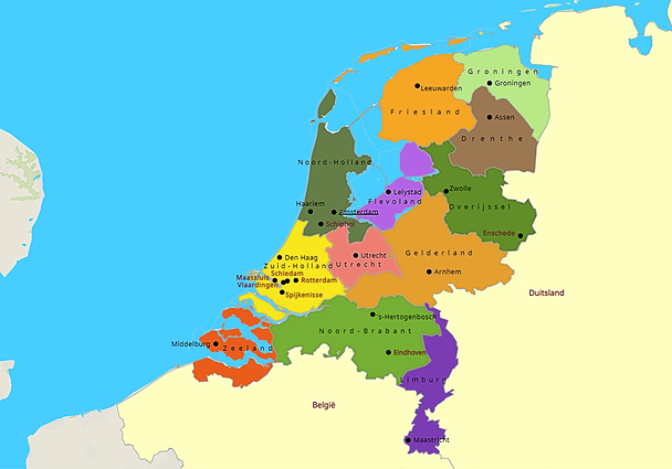 Topografie Basistopo Nederland provincies en hoofdsteden | www - Kaart Provincies Nederland Met Hoofdsteden