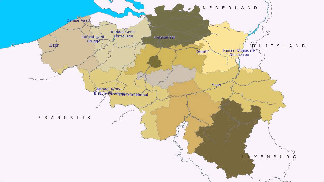 Topografie België rivieren en kanalen - YouTube - Kaart Van Belgie Met Rivieren