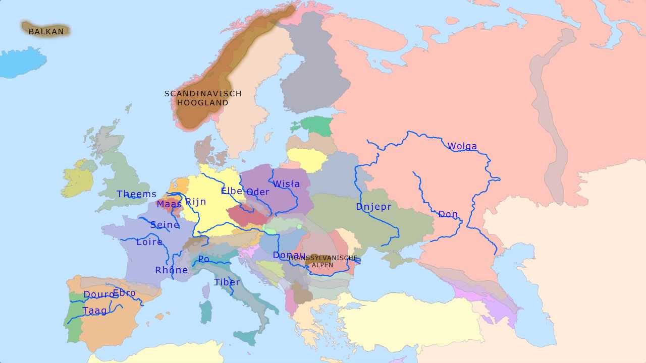 Topografie Gebergte en Rivieren van Europa - YouTube - Door Welke Landen Stroomt De Rijn