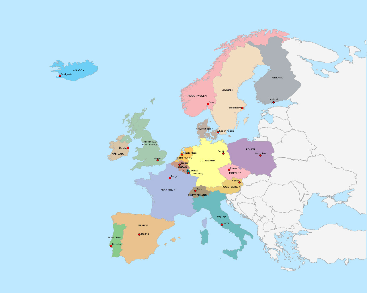 Topografie Landen en Hoofdsteden van Europa (deel 1) | www.topomania.net - Hoofdsteden En Landen Europa Oefenen