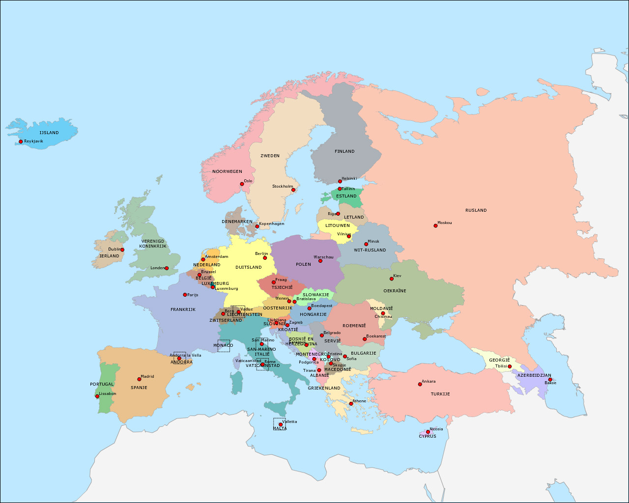Topografie Landen en hoofdsteden van Europa (deel 2) | www.topomania.net - Landen En Hoofdsteden Van Europa