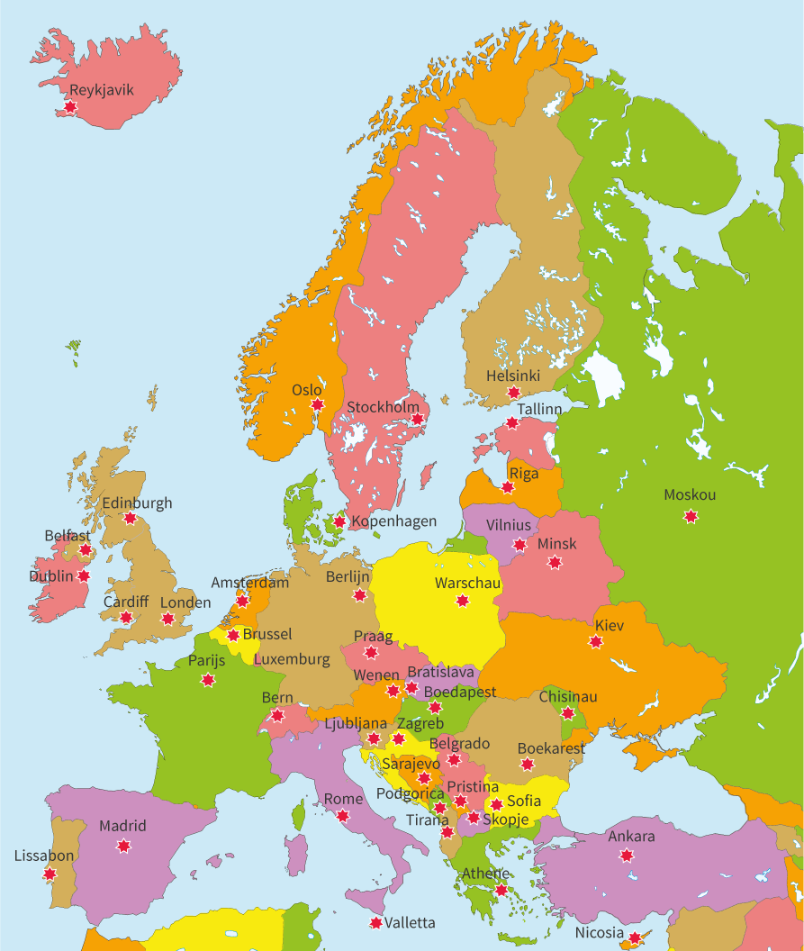 Topografie Landen En Hoofdsteden Van Europa Deel Topo Kaart Europa | My - Landen En Hoofdsteden Van Europa