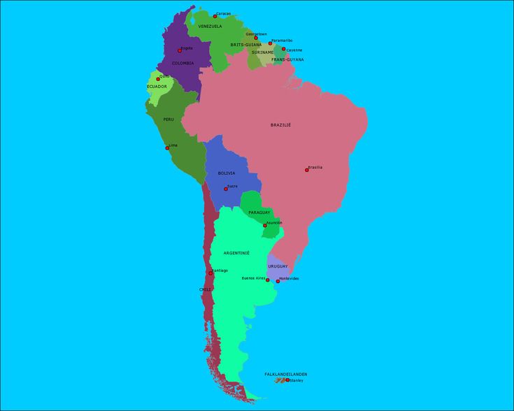 Topografie Landen en hoofdsteden van Zuid-Amerika | www.topomania.net - Hoeveel Landen In Noord Amerika