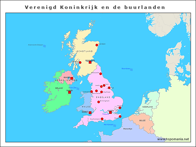 Topografie Verenigd Koninkrijk | www.topomania.net - Verschil Verenigd Koninkrijk En Groot Brittannië