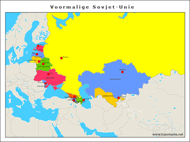 Topografie Voormalige Sovjet-Unie | www.topomania.net - Voormalige Sovjetrepublieken Na De Val Van De Sovjet Unie