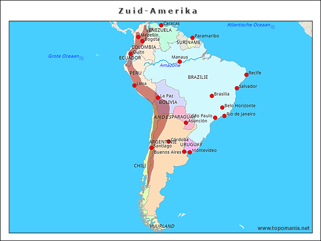 Topografie Zuid-Amerika | www.topomania.net - Waar In Zuid Amerika Is Het Aardbevingsrisico Het Grootst