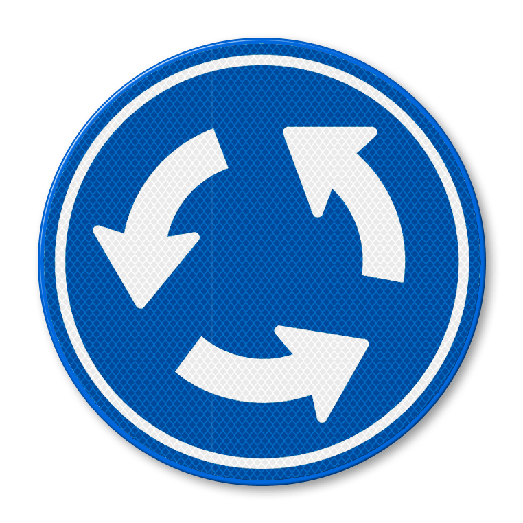 Traffic sign RVV D01 - Direction of traffic on roundabout - Traffic - Rond Blauw Bord Met Pijl