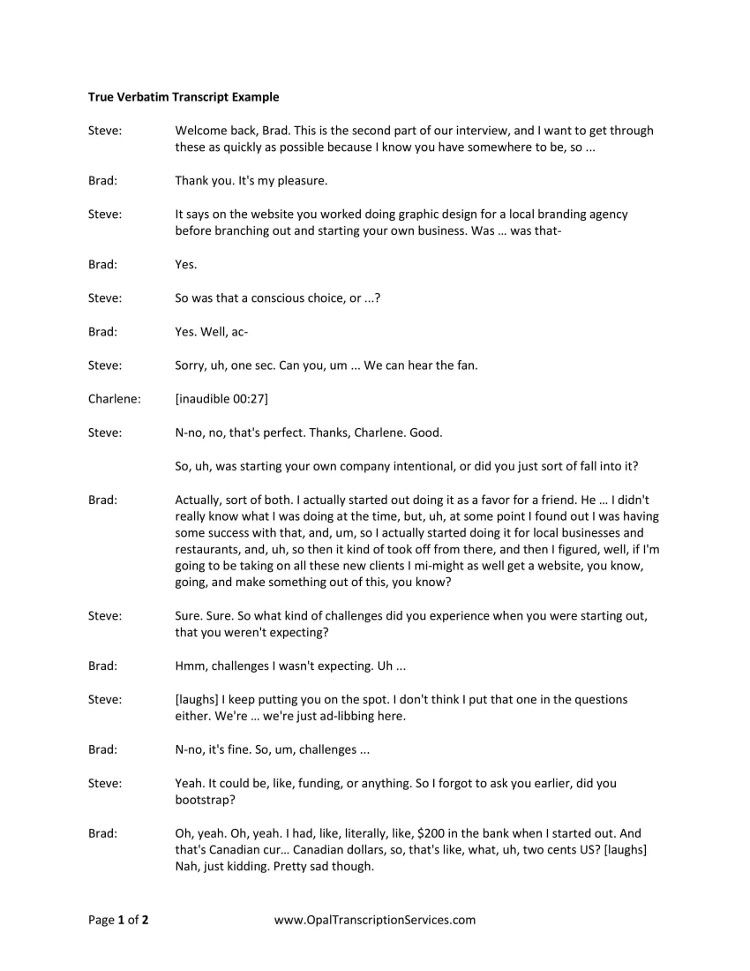 Transcript Example (with Microsoft Word and PDF Templates - Example Of Transcript Of Interview