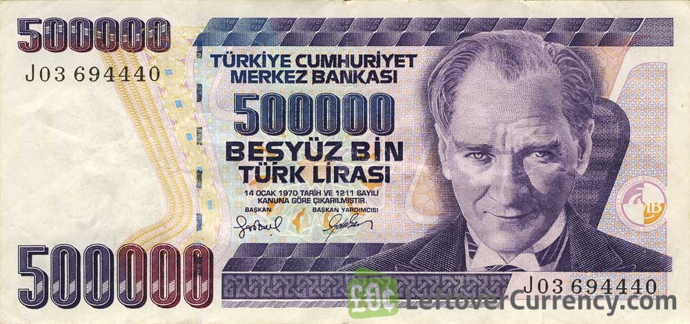 Turkey 50,000 Lira Banknote, (1995 ND), P-204, UNC, Prefix, 56% OFF - 500.000 Turkse Lira In Euro