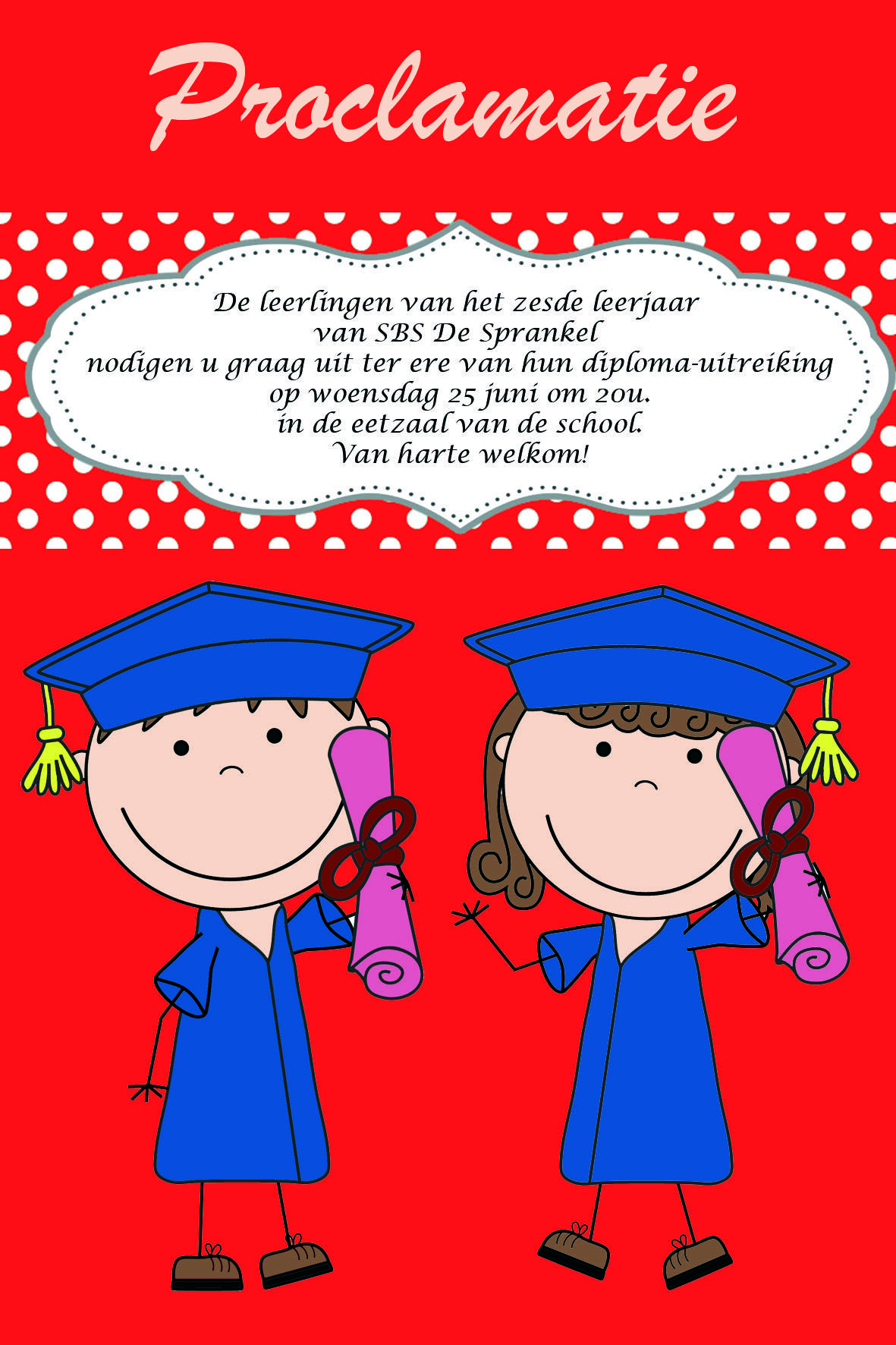 Uitnodiging proclamatie 2014 Diploma, Smurfs, Education, Character - Wat Geef Je Bij Een Diploma Uitreiking