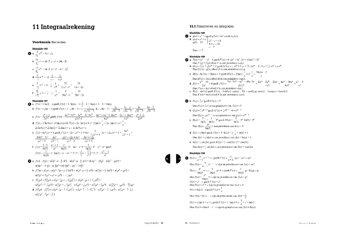 Uitwerkingen vwo b h11 - Wiskunde B - Studeersnel - Getal En Ruimte Wiskunde B Vwo Deel 1 Uitwerkingen