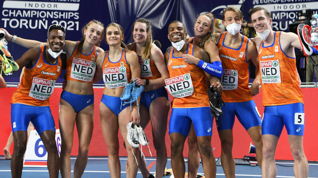 Unieke dubbelslag: goud Nederlandse mannen en vrouwen op 4x400 m EK indoor - Gouden Medaille Olympische Spelen Nederland