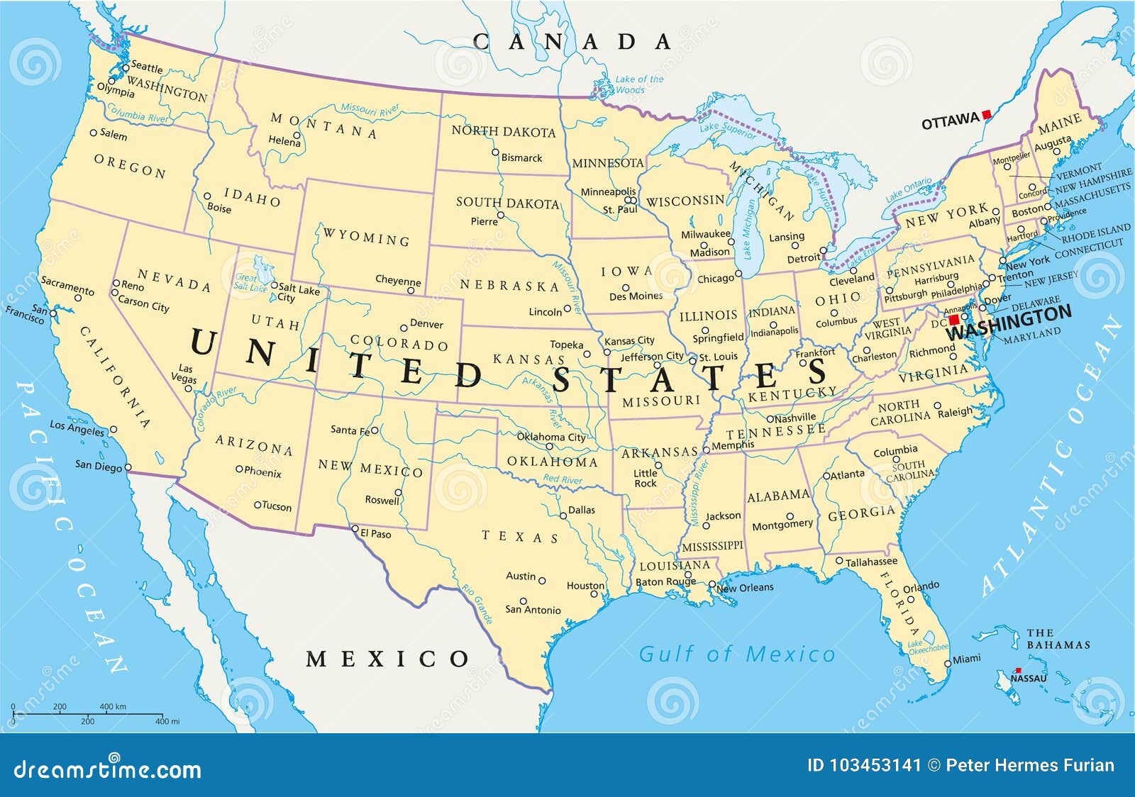 United States Of America-physical Map Vector Illustration - Grootste Stad In Zuid Amerika